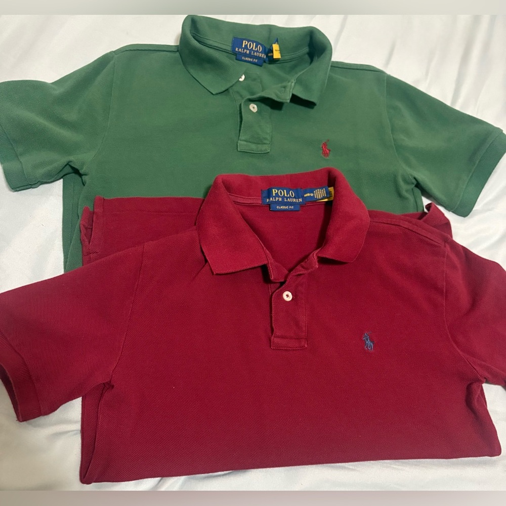 Polo by Ralph Lauren Kids' Green and Red Polo Shirts - size M 10-12